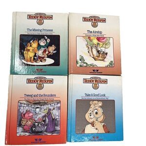 Teddy Ruxpin Vintage Books Lot of 4 Worlds of Wonder (Books Only-No Tapes)